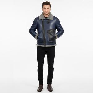 Blouson aviateur en cuir véritable de mouton sur mesure pour homme, de haute qualité, grande taille, imperméable et coupe-vent pour l'hiver - Product Image 1