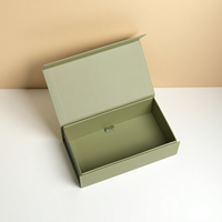 Boîtes d'emballage rigides en carton de luxe haut de gamme personnalisées avec fermeture magnétique, doublure en éponge, vert intégral