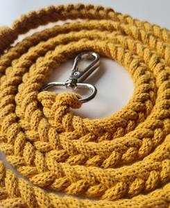 Handmade Macrame <b>Dog</b> Leash: Mustard Cotton <b>Rope</b> Pet <b>Lead</b> - Product Image 2