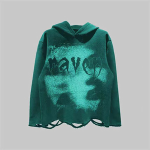 Sweat à capuche court ample lavé à l'acide pour hommes 100% coton tricoté motif solide Streetwear hommes en détresse sweat à capuche lavé à l'acide - Product Image 4