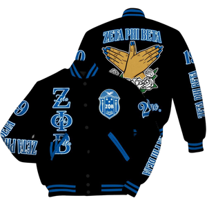 Zeta Phi Beta 1920 ZPB Greek Life Blue White Varsity Letterman Jacket Sorority Chenille Patch Founders Style Wear - Product Image 3