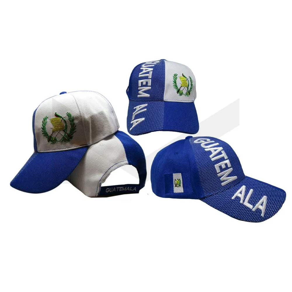 Guatemala Country Letters Emblem Royal Blue White 3-D Embroidered Cap Hat