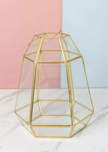 Portavelas de Cristal con Borde de Latón Geométrico, Decoración Moderna Hecha a Mano para el Hogar y el Jardín, Multiusos, para Velas de Navidad - Product Image 5