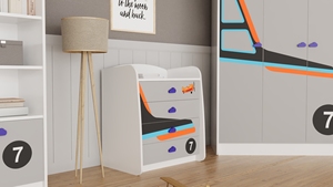 Commode d'avion unique et moderne à 4 tiroirs 18mm Bande de bord en aggloméré Fabricant turc Armoire de chambre à coucher Armoire en bois pour l'école - Product Image 2