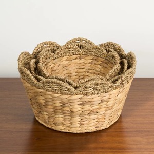 Set of 3 Water Hyacinth Woven Round Multi Handmade Storage <b>Basket</b> Wholesale eco-friendly Made in Vietnam - Product Image 1