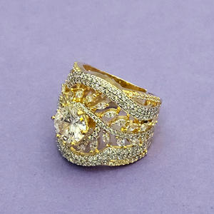 Bague classique faite à la main avec bijoux en CZ plaqué rhodium Mehndi 2 tons pour les grossistes soucieux de la mode en Inde - Product Image 1