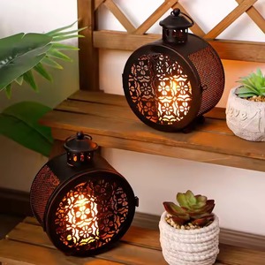 Black lantern metal decorative lighting flower vase cabinet <b>spice</b> <b>rack</b> style modern home decor ambient lantern - Product Image 2