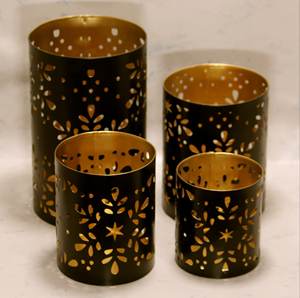 Bougeoir votif en métal au design antique couleur fer or noir pour la maison décoration de table de noël bougie votive - Product Image 4