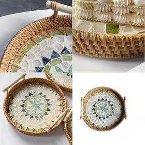 ถาดเสิร์ฟพร้อมถาดหวายตกแต่งสำหรับร้านอาหารในบ้านหรืองานเลี้ยง - Product Image 2