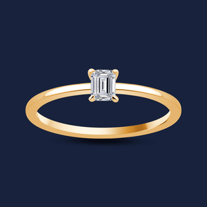 Bague émeraude Devoted Caress pour fête de fiançailles avec 1 diamant de laboratoire taille émeraude de 1,00 carat H+-SI en or massif 14 carats - Product Image 4