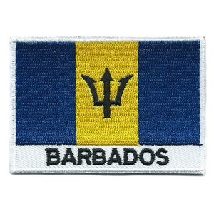 Parche Bordado con la Bandera de Barbados, Emblema Nacional, Impresión Tipográfica, Tela No Tejida - Product Image 1