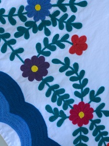 Impresionante lujoso de alta calidad bohemio Maxi cintura Natural cuello en V Floral mexicano bordado pájaros coloridos mangas de mariposa - Product Image 5