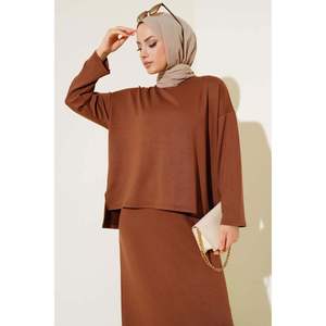 ชุด2ชิ้นกระโปรงพื้นฐานสีน้ำตาล - Product Image 4