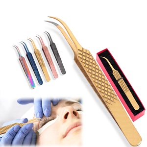 Best Design Stainless Steel Eyelash Extension Tweezers Sustainable Hot Selling Makeup <b>Tool</b> <b>Engrave</b> Logo - Product Image 4
