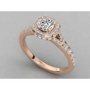 Bague solitaire en or 14 carats avec diamant rond brillant pour femme - Product Image 4