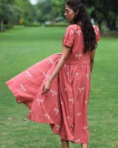 Indian Hand-Block Printed Cotton Boho Dress Floral Summer Casual Wear Handmade Touch <b>Sweet</b> Style Natural Perfect <b>Gift</b> for Her - Product Image 4