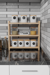 Étagère de rangement de cuisine en métal, étagère à épices, étagère de comptoir, organisateur de salle de bain, étagère de placard, étagère à épices en aggloméré - Product Image 5