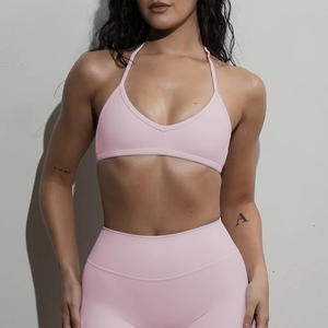 Womens Clothes Activewear Seamed Summer Nude <strong>Halter</strong> <strong>Bra</strong> Push up Yoga <strong>Bra</strong> - Product Image 4