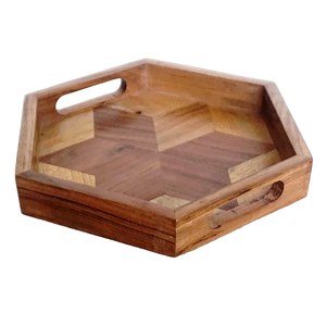 Modern Design Walnut & Acacia Wood Serving Tray <b>Set</b> Multi-Piece Food Display Platter for Snacks Desserts & <b>Tea</b> - Product Image 5