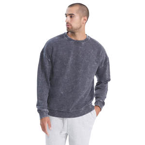 Sweat-shirt à col ras du cou à manches longues sur mesure surdimensionné grande taille délavé à l'acide 100% coton polaire pour hommes hiver - Product Image 6