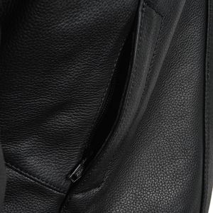 Chaqueta de Motociclista de Cuero Genuino para Mujer, Cuello Alto, Corte Ajustado, Cierre de Cremallera, Prenda Exterior de Moda para Motocicleta, Negra, Tejida - Product Image 5