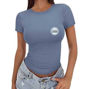 T-shirts en coton pour femmes, manches courtes, col rond, coupe classique, respirants, décontractés, pour l'été - Product Image 4