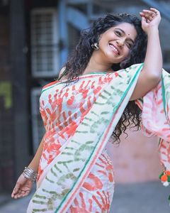 Vintage Fox Georgette azul estampado seda Sari logotipo personalizado moda corporativa para bodas fiestas Día de la independencia especial armario - Product Image 2