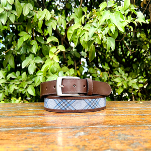 Gaucho Cinturón de cuero a cuadros Acabado en plata Hebilla de pasador Puntada Premium Hecho a mano 35MM Ancho Cinturón de tamaño de color personalizable - Product Image 1