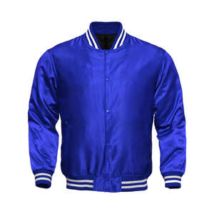 Blouson aviateur en satin épais de sport pour hommes de taille XL personnalisé ensemble universitaire d'hiver orange bleu Letterman brodé de logo personnalisé - Product Image 1
