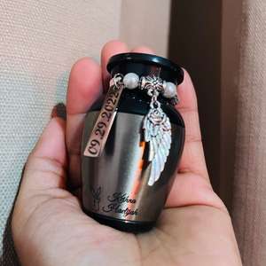 Elegant Floral Design Cremation Urn Decorative and Functional Adult Memorial <b>Keepsake</b> <b>for</b> <b>Ashes</b> Made of Metal Brass Ceramic - Product Image 3