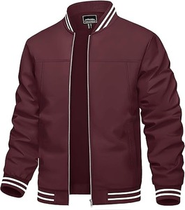 Spring Nylon Custom Maroon Color <b>Mens</b> Windbreaker <b>Jacket</b> Full Zipper Baseball Varsity <b>Jacket</b> Bomber <b>Jacket</b> Street Wear - Product Image 1