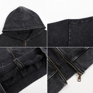 ชุดวอร์มสำหรับผู้ชายทรงโอเวอร์ไซส์ทำจากผ้าซักแบบมีซิปมีฮู้ดและกางเกงวอร์มออกแบบได้ตามต้องการ - Product Image 3