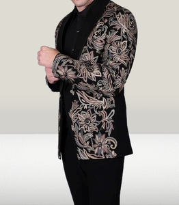 Traje de hombre bordado patrón Floral chaqueta cena fiesta actuación desgaste escenario Blazer hecho a mano esmoquin para boda novio fiesta - Product Image 4