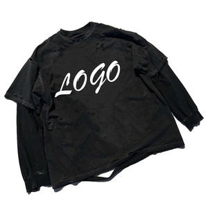 เสื้อยืดแขนยาวปี 2025 สำหรับผู้ชาย พิมพ์ลายคุณภาพสูง คอกลม สไตล์ลำลอง พิมพ์ลายตัวอักษร รับผลิตแบบ OEM เสื้อยืดผู้ชายไซส์ใหญ่ - Product Image 6