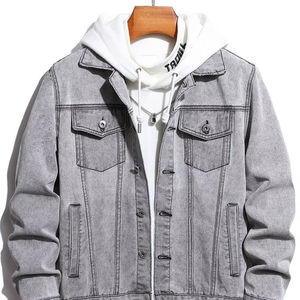 Veste en jean vintage délavée respirante de haute qualité Cham King avec broderie, style décontracté, 100 % coton pour homme - Product Image 1