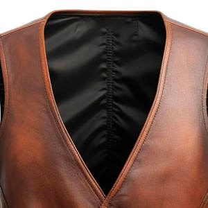 Nuevo Chaleco de cuero al por mayor de alta calidad sin mangas diseño personalizado Streetwear Chaleco de cuero transpirable para hombres - Product Image 4