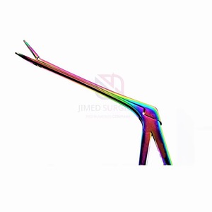 คีมจับจระเข้เคลือบสีรุ้ง ผลิตจากเหล็กกล้าไร้สนิม ได้รับการรับรองมาตรฐาน CE สำหรับการผ่าตัดหู คอ จมูก และการผ่าตัดทั่วไป - Product Image 2