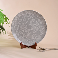 Ensemble d'assiettes en porcelaine écologiques au design moderne et luxueux, durables, compatibles lave-vaisselle, non toxiques, gris, taille personnalisable