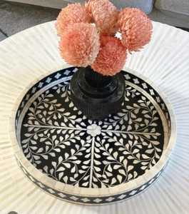 Plateau de service en nacre de qualité supérieure, fait main, écologique, motif floral, qualité commerciale, incrustation en résine nacrée, taille personnalisée pour - Product Image 5