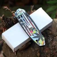 Couteau pliant de chasse Hongrui, nouveau design, impression 3D, manche en acier inoxydable, bonne qualité, couteau de survie, acier inoxydable 3cr13
