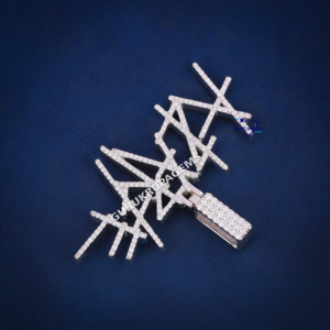 Colgante con logotipo inicial personalizado para hombre, Plata de Ley 925 con moissanita de claridad VVS, joyería de estilo Hip Hop chapada en oro - Product Image 4