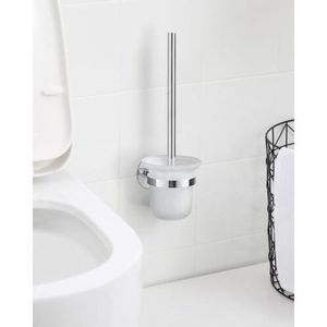 Portaspazzolino moderno in acciaio inox senza foratura per alberghi dotati di un bicchiere di metallo e plastica - Product Image 1
