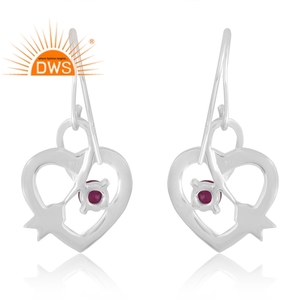 Pendientes de piedras preciosas de rubí natural de Plata de Ley 925 de última venta, fabricante de joyería personalizada - Product Image 2
