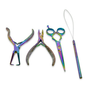 Sharpinst ชุดอุปกรณ์ต่อผมทำจากสเตนเลสหลายสีพร้อมซองซิปรีซินสีดำนุ่มและโลโก้ตามสั่ง - Product Image 2