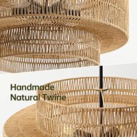 Boho 3-stufiger Rattan-Kronleuchter, handgewebte Weiden-Trommel-Pendelleuchte für Esszimmer, Restaurants und Gastgewerbe-Projekte