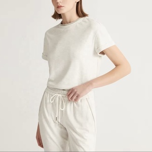 Ensemble de vêtements d'été décontractés et respirants pour femmes, 100 % coton peigné du Pakistan, motif uni, short et t-shirt coupe ample 2 pièces - Product Image 5