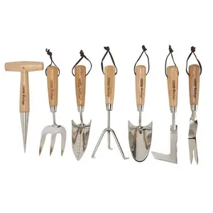 Set of 7 pieces Garden Tool Kit Easy to Carry Heavy Duty Trowel Transplant Trowel Weeder Cultivator Hand Fork for Home Gardening