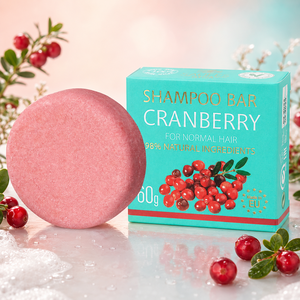 แชมพูบาร์แครนเบอร์รี่ แชมพูแข็งธรรมชาติทำมือ ผสมมะคาเดเมียและเชียบัตเตอร์ ผลิตภัณฑ์ดูแลเส้นผมแบบ Private Label - Product Image 1