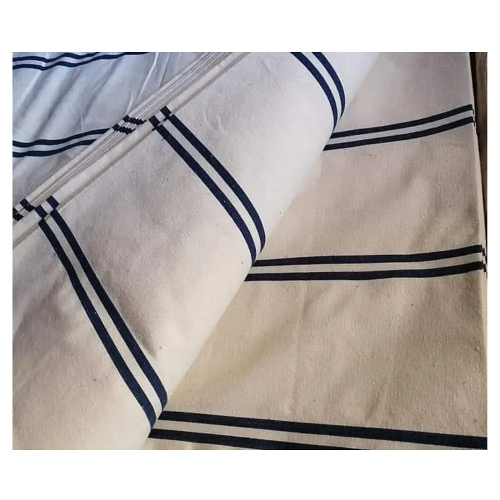 Wholesale Traditional Arabic Customized Top Quality Yarn Dyed Black & White Stripe Canvas Fabric for Tents Umbrella Canopy Bags