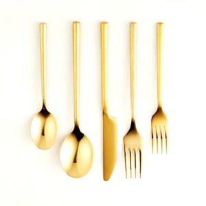 Juego de cubiertos de mango largo de diseño de lujo increíble de calidad superior Juego de cubiertos chapados en oro de acero inoxidable Juego de boda - Product Image 1